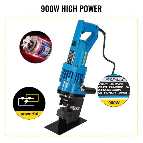 VEVOR Hydraulic Hole Puncher Cutting Thick 1/4\",Electric Hydraulic Hole Punching Tool with 5-Dies Set,Hydraulic Metal Hole Puncher with Manual Oil Return Switch, Hydraulic Hole Punch Machine 900W