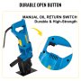 VEVOR hydraulic hole puncher with durable open button and manual oil return switch.