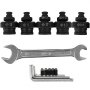 VEVOR hydraulic hole puncher with wrench and different size punching dies.