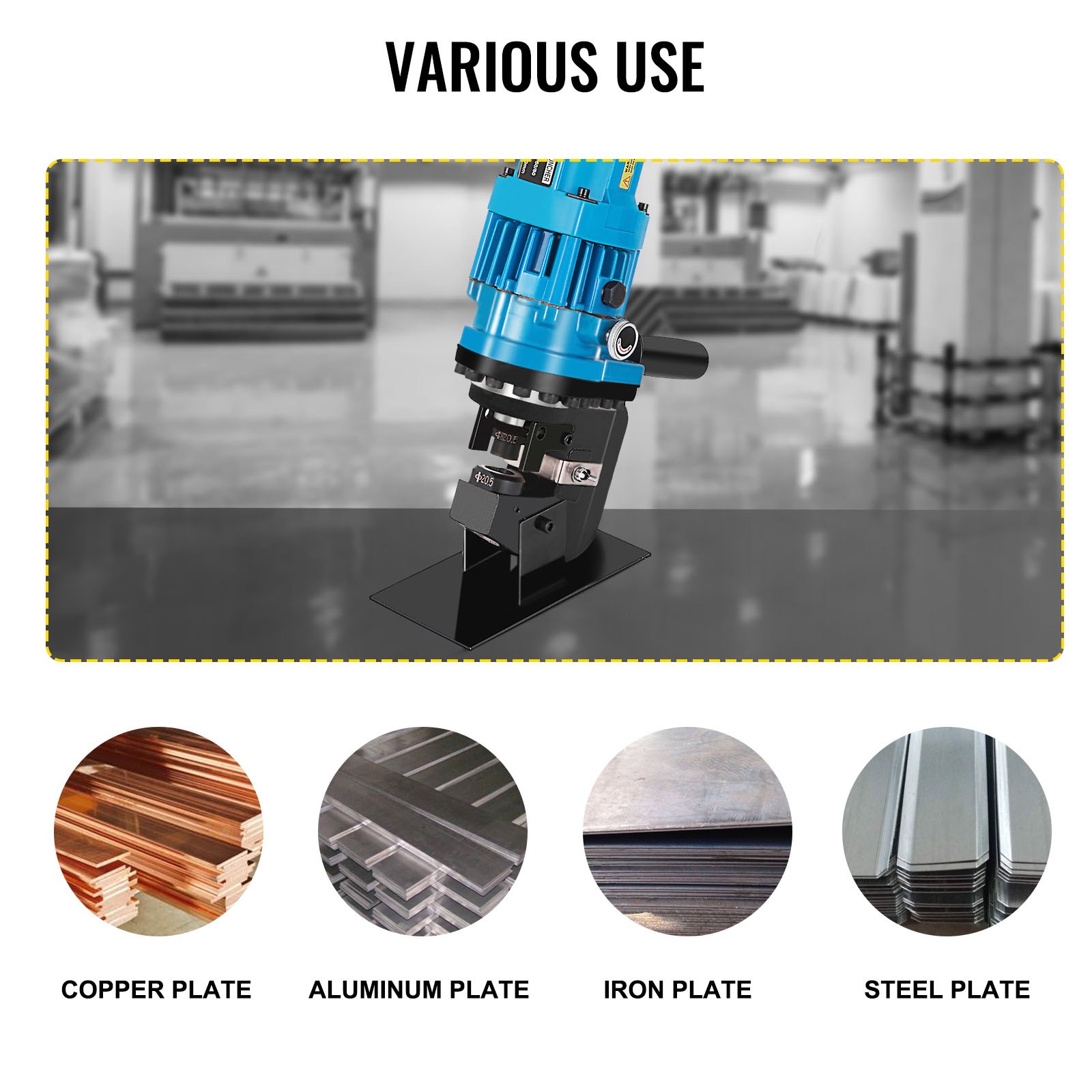 900W Electric Hydraulic Hole Puncher Steel Plate Hole Punching Machine 10 Ton