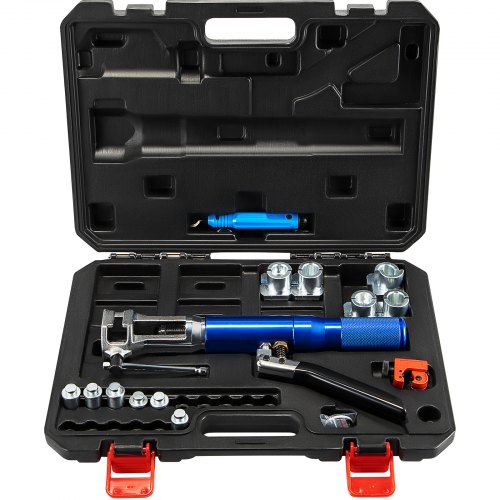 VEVOR Hydraulic Flaring Tool Kit, 45° Double Flaring Tool, Brake Repair Brake Flaring Tools for 1/4" -3/8", Brake Flare Tool with Tube Cutter and Deburrer, Tube Flaring Tools for Copper Lines