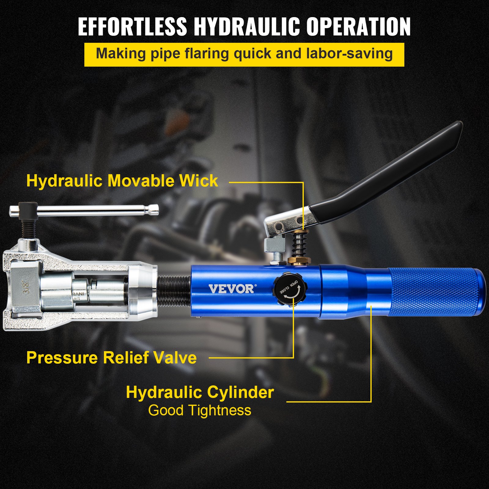 VEVOR Hydraulic Flaring Tool, 45° Double Flaring Tool, Brake Repair Brake Flaring Tools for 4.8-12.7 mm Tube, Brake Flare Tool with Tube Cutter and Deburrer, 32 PCS Tube Flaring Tools for Copper Lines