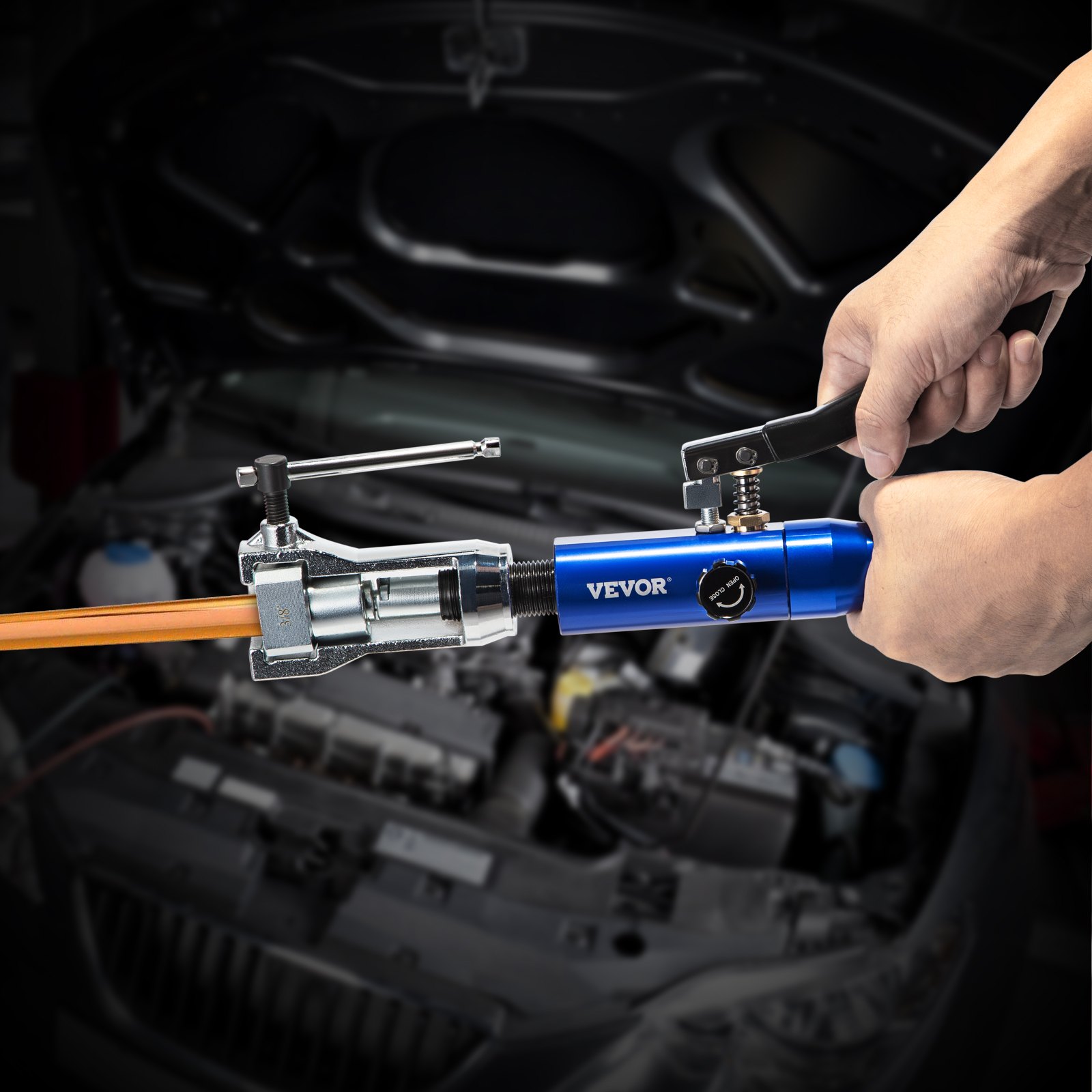 VEVOR Hydraulic Flaring Tool, 45° Double Flaring Tool, Brake Repair Brake Flaring Tools for 4.8-12.7 mm Tube, Brake Flare Tool with Tube Cutter and Deburrer, 32 PCS Tube Flaring Tools for Copper Lines