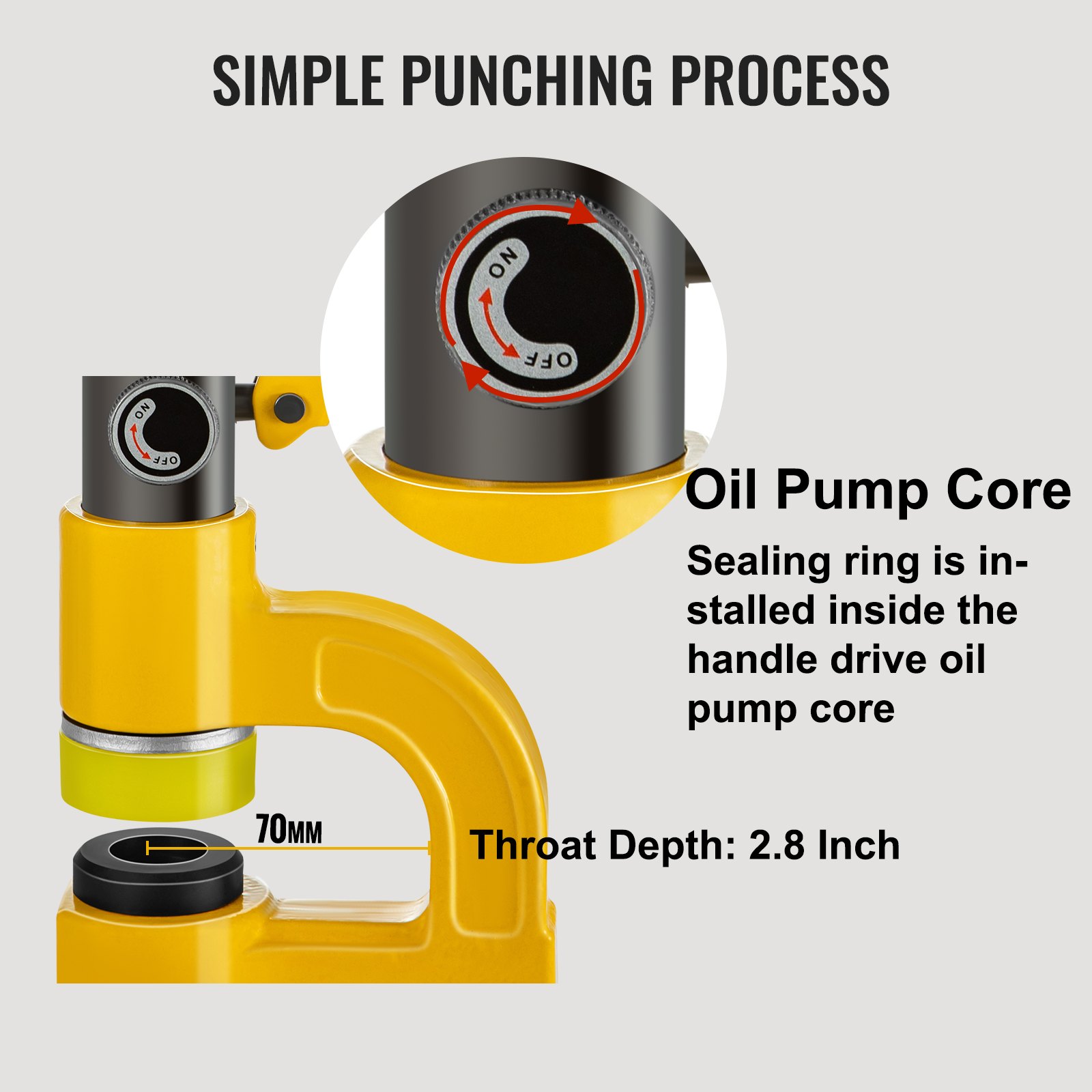 VEVOR Hydraulic Hole Punching Machine, 6 Ton Manual Hole Digger Punch, Portable Metal Hole Digger Hydraulic Punch Kit with 5 Punch Dies 0.63 to 0.98 Inch for Iron Stainless Steel Aluminum Plates