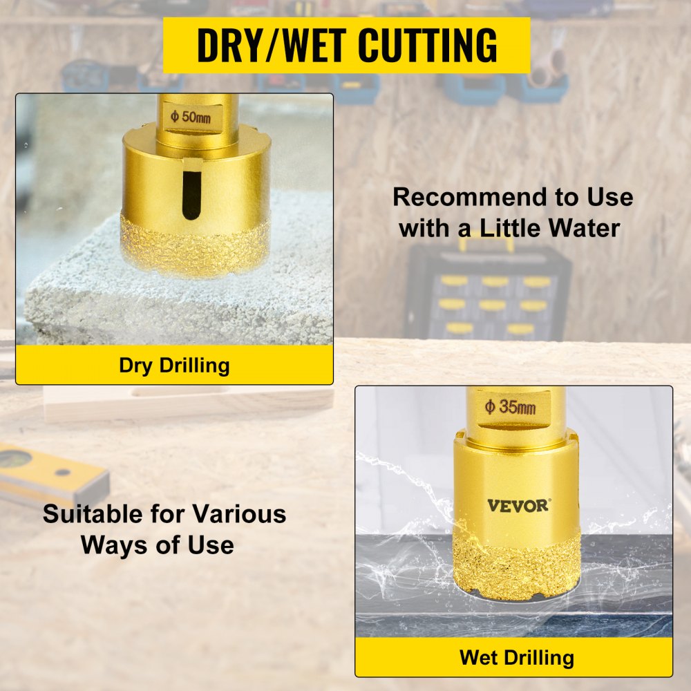 VEVOR Diamond Holesaw Set 6 PCS Diamond Drill Bits Set with 20mm-68mm Diamond Drill Bits for Ceramic Tile Marble