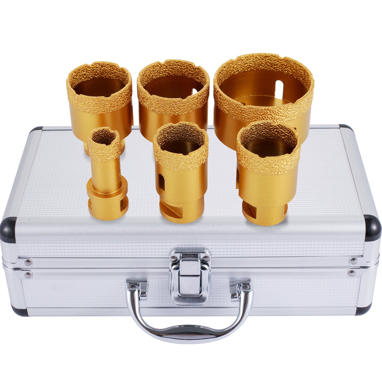 Foret Diamant à Sec Trépan Scie Cloche Kits 20/35/40/45/50/68 mm 6 Pcs Forets Diamantés Cylindrique Ensemble de Scies-cloches avec Filetage M14 pour Meuleuse Carrelage Porcelaine Granit Marbre Foret Diamant à Sec Trépan Scie Cloche Kits 20/35/40/45/50/68 mm 6 Pcs Forets Diamantés Cylindrique Ensemble de Scies-cloches avec Filetage M14 pour Meuleuse Carrelage Porcelaine Granit Marbre