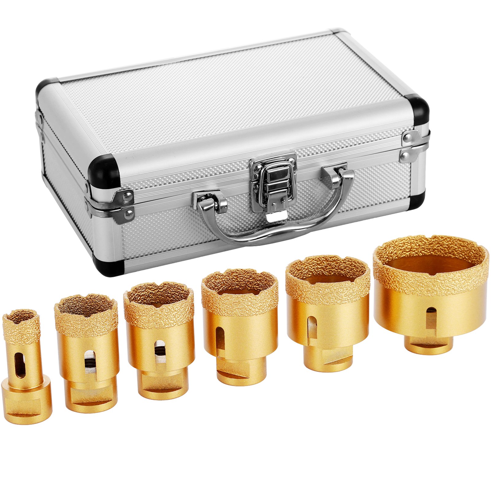 Foret Diamant à Sec Trépan Scie Cloche Kits 20/35/40/45/50/68 mm 6 Pcs Forets Diamantés Cylindrique Ensemble de Scies-cloches avec Filetage M14 pour Meuleuse Carrelage Porcelaine Granit Marbre Foret Diamant à Sec Trépan Scie Cloche Kits 20/35/40/45/50/68 mm 6 Pcs Forets Diamantés Cylindrique Ensemble de Scies-cloches avec Filetage M14 pour Meuleuse Carrelage Porcelaine Granit Marbre