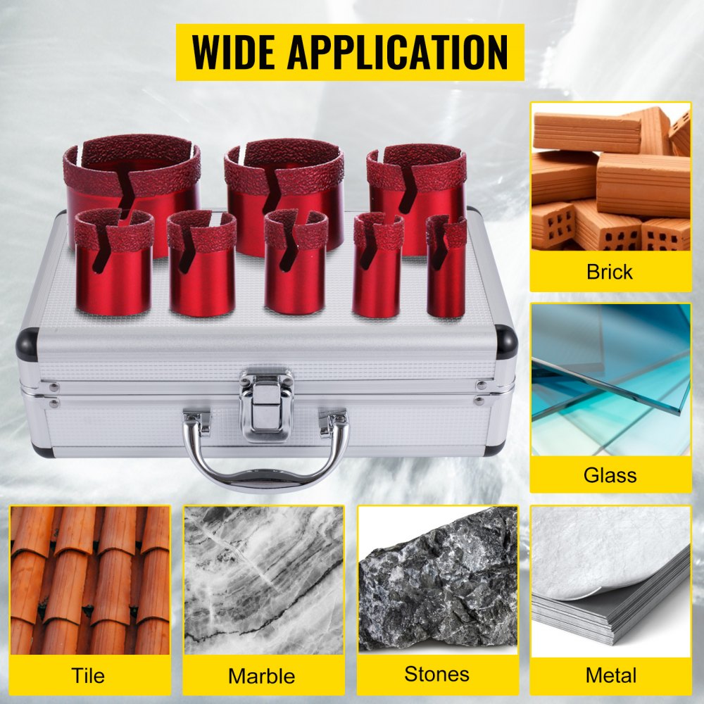 VEVOR Diamond Drill Bit 20-68MM Hole Saw Core Drill Bits Cutter Tools Set for Tile/Ceramic/Marble/Porcelain Cutting