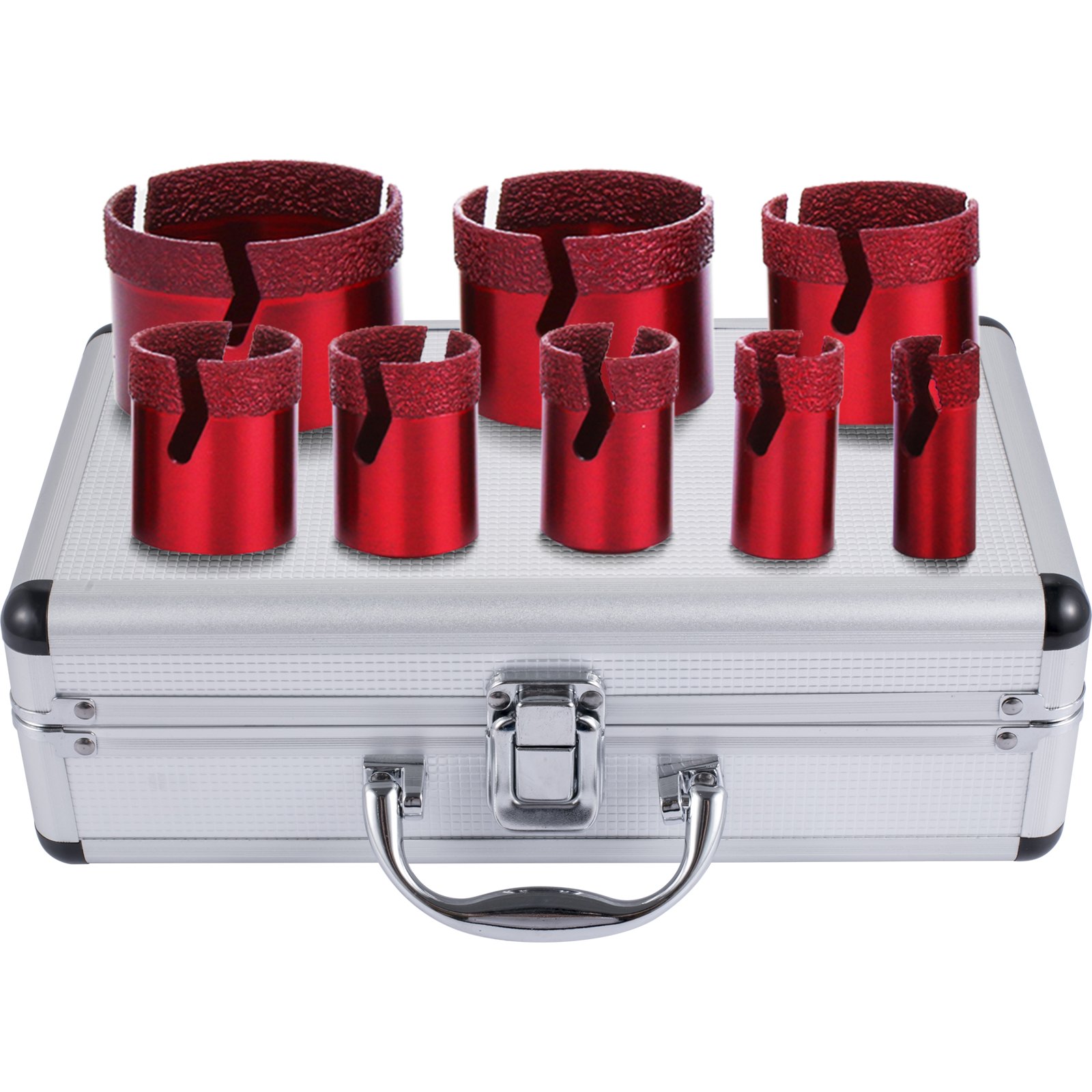 Trépan Diamant Scie Cloche Foret Diamanté 8Pcs, Kit de Forets Rouges 20/35/40/45/50/68 mm, Trépan Cylindrique Forage à Sec/Humide Filetage M14 pour Meuleuse Carrelage Porcelaine Granit Marbre