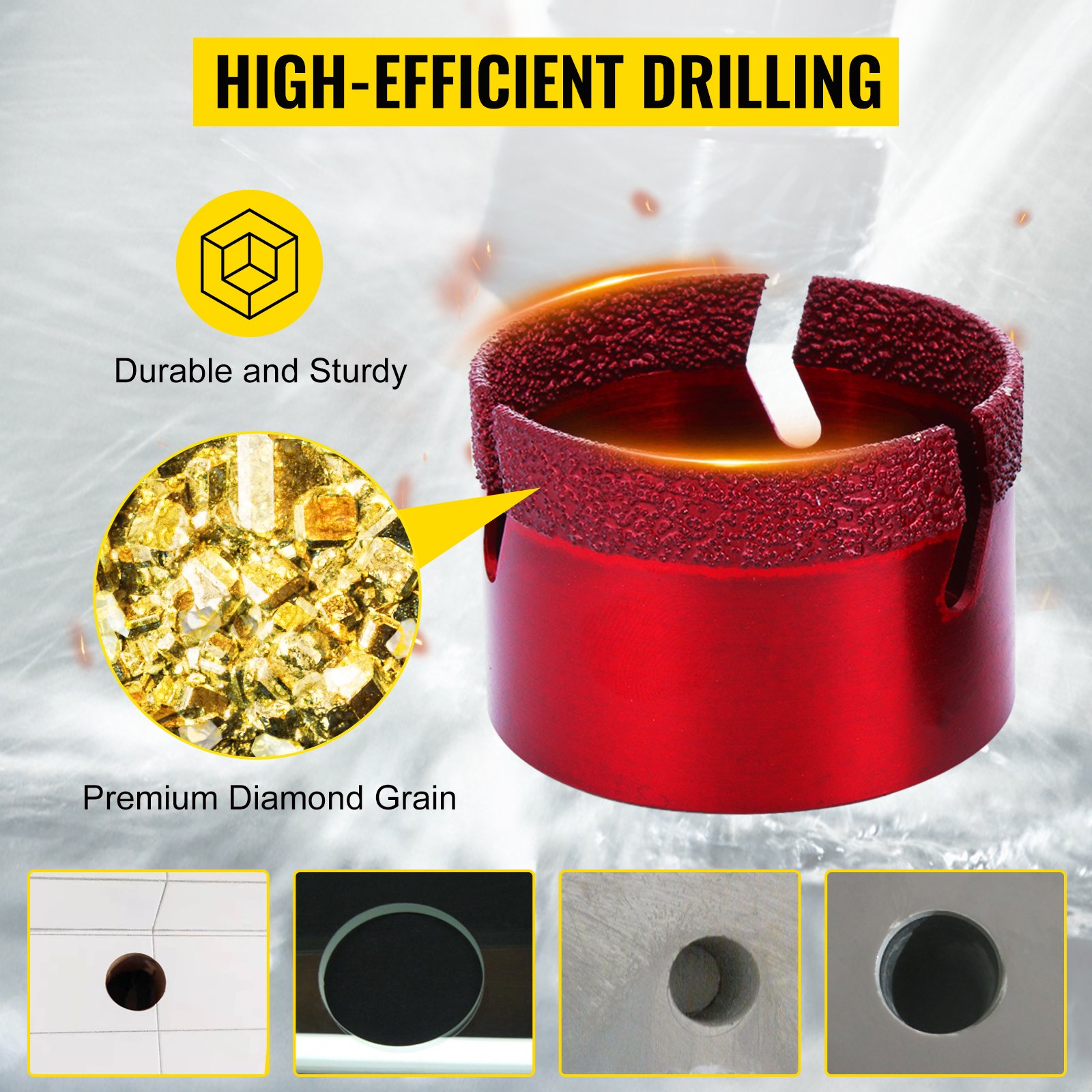 VEVOR Diamond Drill Bit 20-68MM Hole Saw Core Drill Bits Cutter Tools Set for Tile/Ceramic/Marble/Porcelain Cutting