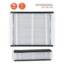 Air Filters MERV 16 Electrostatic Pleated HVAC Furnace Filter 2-Pack 20 x 25 x 4