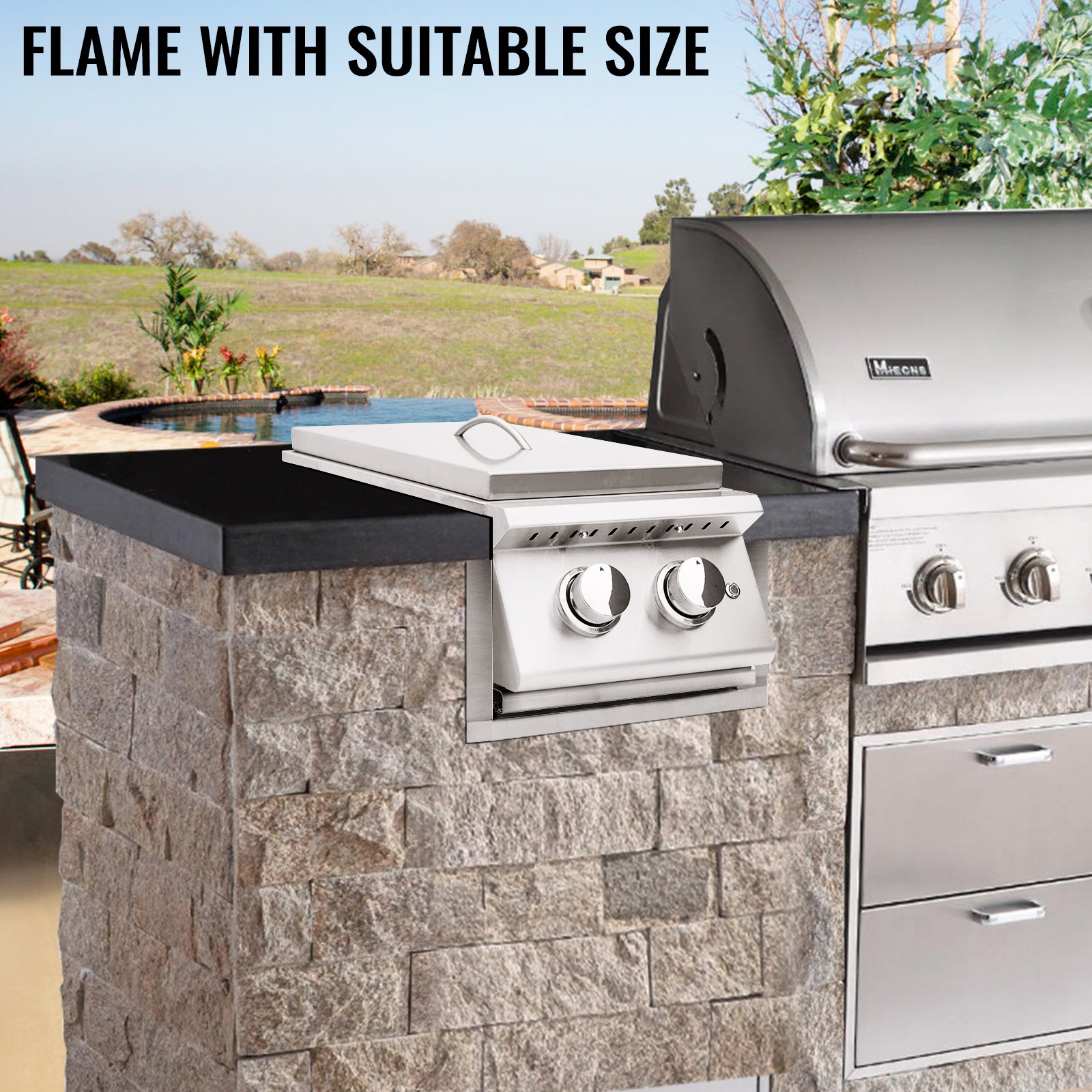 VEVOR Outdoor Finishing Frame, 12.2 x 18 Inch Frame Finishing, Stainless Steel Outdoor BBQ Frame for Double Side Burner, Grill Finishing Frame, Suitable for Outdoor Kitchen and BBQ Island