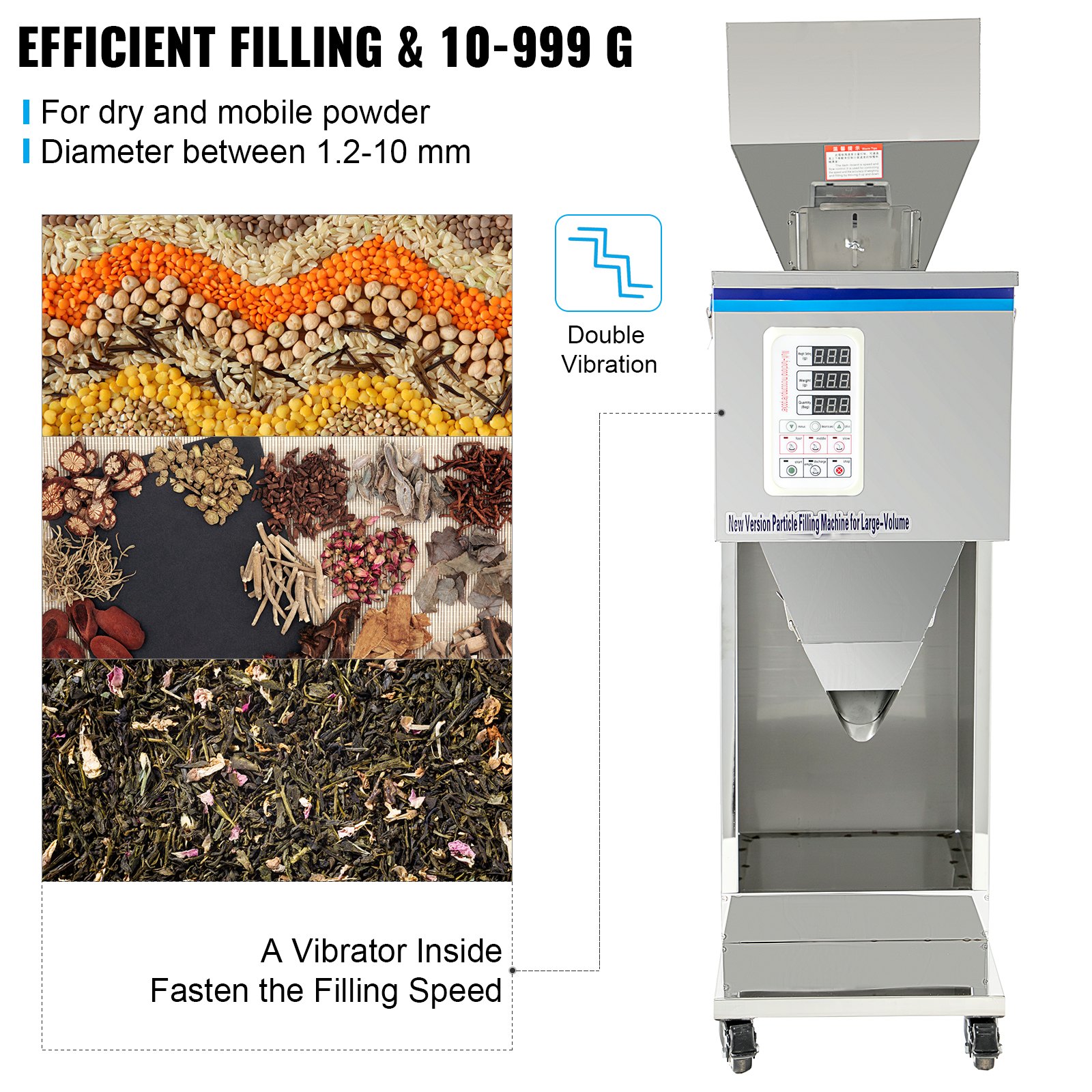 VEVOR 10~999g Automatic Powder Racking&Filling Machine for Grain/Seed Filler