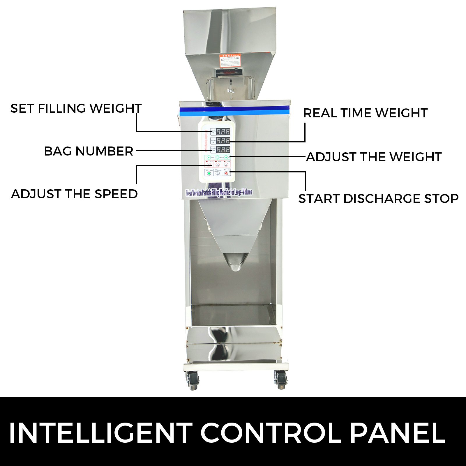 VEVOR Powder Filling Machine 20-5000g Powder Particle Subpackage Automatic Powder Filler Machine 5-25kg Hopper Weighing and Filling Function