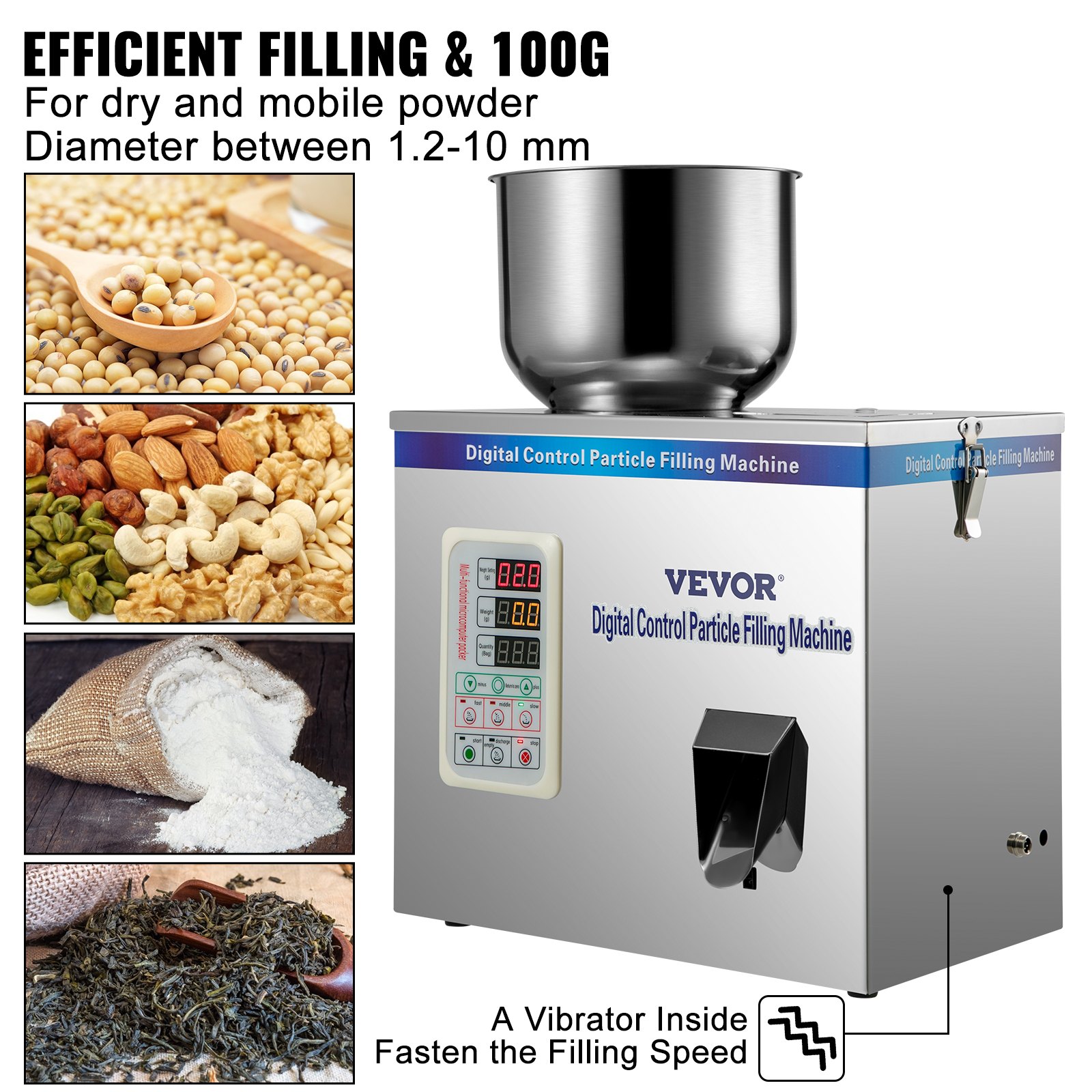 VEVOR Automatic Powder Filling Machine Weighing Filling Tool 100g Powder Filler