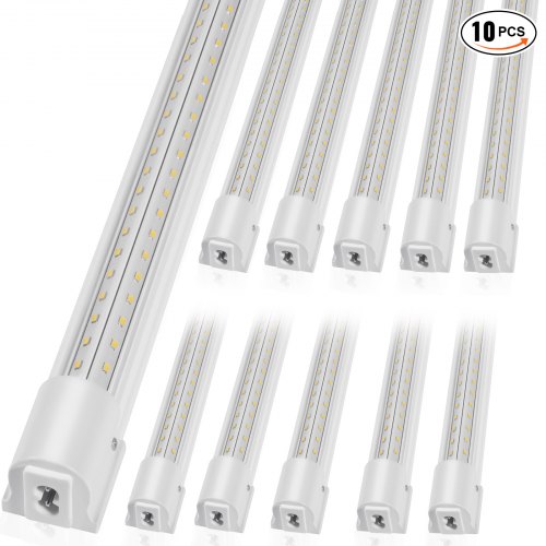 VEVOR 10 Pack LED Shop Light, 4 FT, 40W Linkable Shop Light Fixture, 5000 LM Ceiling Lights 59 in Power Cords with ON/OFF Switch 48 in Connector Cables, for Garage Warehouse Home Workkshop and Office