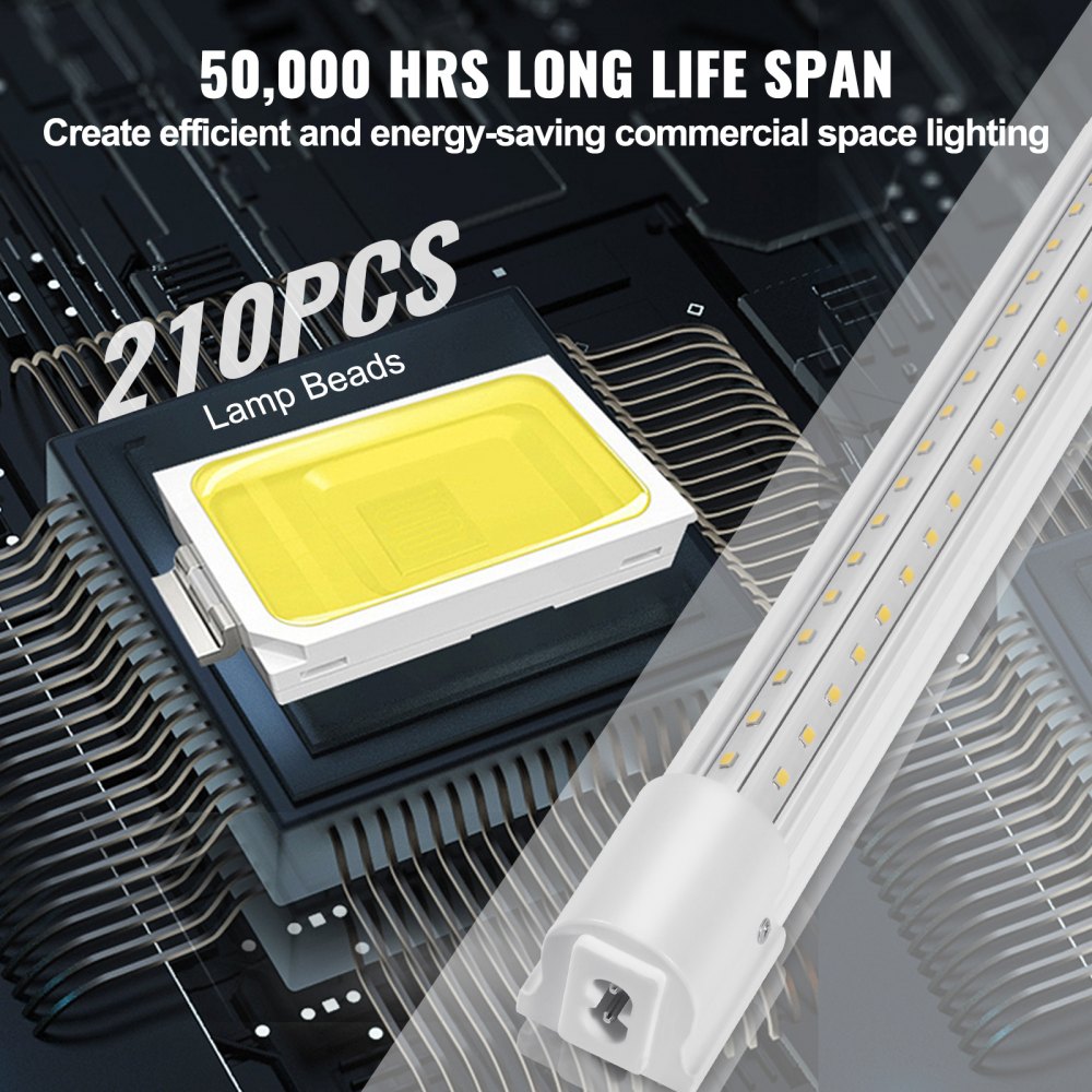 VEVOR 10 Pack LED Shop Light, 4 FT, 40W Linkable Shop Light Fixture, 6500 LM Ceiling Lights 59 in Power Cords with ON/OFF Switch 48 in Connector Cables, for Garage Warehouse Home Workkshop and Office