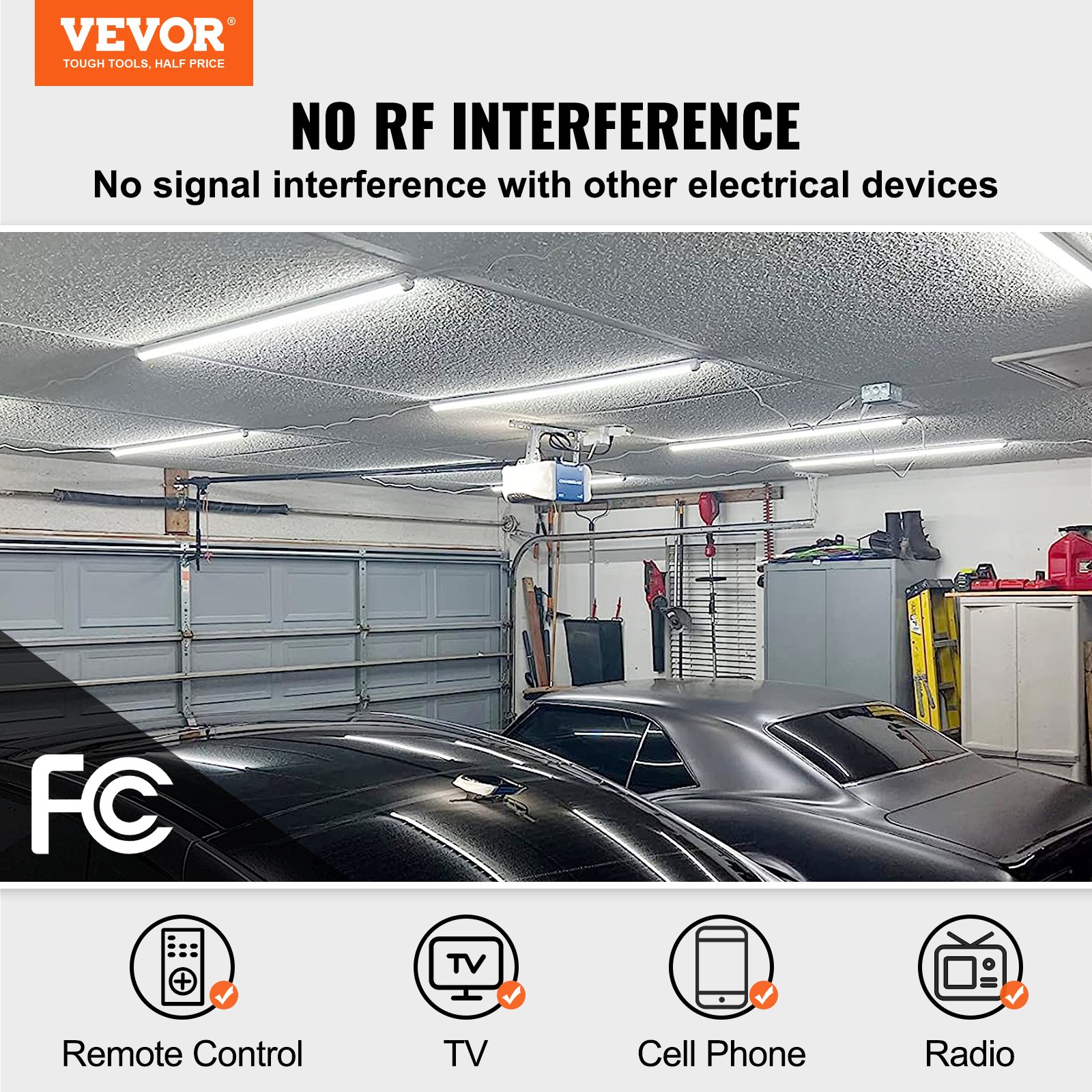VEVOR 10 Pack LED Shop Light, 4 FT, 40W Linkable Shop Light Fixture, 6500 LM Ceiling Lights 59 in Power Cords with ON/OFF Switch 48 in Connector Cables, for Garage Warehouse Home Workkshop and Office
