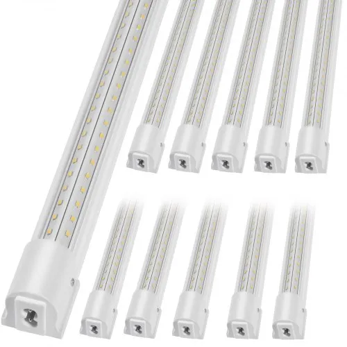 6-Pack Of 4FT Linkable LED Shop Lights – 24W, 6000K Daylight, Clear T8 Tubes (Plug-in)
