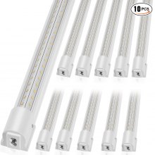 VEVOR 10 Pack LED Shop Light, 8 FT, 80W Linkable Shop Light Fixture, 11000 LM Ceiling Lights 59 in Power Cords with ON/OFF Switch 48 in Connector Cables, for Garage Warehouse Home Workkshop and Office