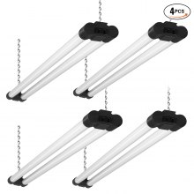VEVOR 4 Pack LED Shop Light, 4 FT, 40W Linkable Shop Light Fixture, 4500 LM Surface & Hanging Mount Ceiling Lights 59 in Power Cords with ON/OFF Switch, for Garage Warehouse Home Workkshop and Office