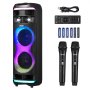 Karaoke Machine for Adults 8 in Portable Bluetooth Speaker 2 Wireless Microphone