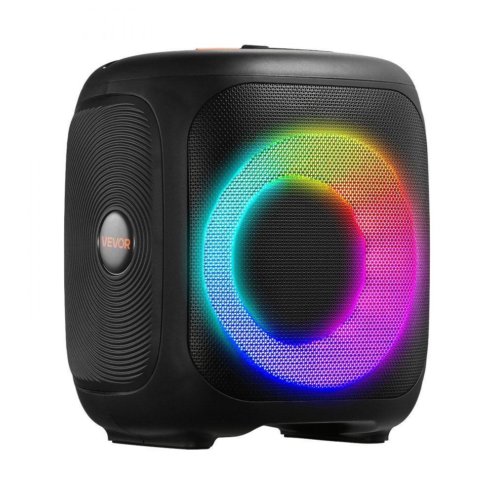 Máquina de karaoke VEVOR para adultos, altavoz Bluetooth portátil de 15 W y 4 pulgadas con 2 micrófonos inalámbricos, luz LED, función TWS, asa, compatible con tarjeta Micro TF, USB, AUX, para karaoke en casa y fiestas.