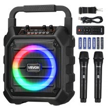 Karaoke Machine for Adults 6.5 in Portable Bluetooth Speaker with 2 Wireless Mic