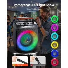 Karaoke Machine for Adults 30W 6.5 in Portable Bluetooth Speaker 2 Wireless Mic