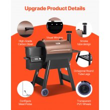 Wood Pellet Grill Smoker Outdoor Electric BBQ Grills 575 Sq.in Cook Area