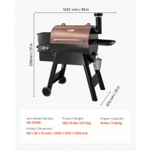 Wood Pellet Grill Smoker Outdoor Electric BBQ Grills 575 Sq.in Cook Area