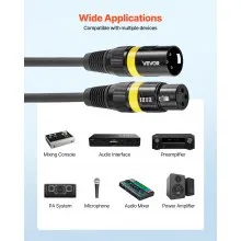 VEVOR XLR Cable 100 ft, 2 Pack, Shielded Balanced DMX Male to Female Microphone Cables, Gold-Plated 3-Pin XLR Mic Speaker Cord Wires, for Stage Lighting, Microphones, Amplifier, Mixer, Speaker Systems