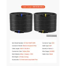 VEVOR XLR Cable 100 ft, 2 Pack, Shielded Balanced DMX Male to Female Microphone Cables, Gold-Plated 3-Pin XLR Mic Speaker Cord Wires, for Stage Lighting, Microphones, Amplifier, Mixer, Speaker Systems