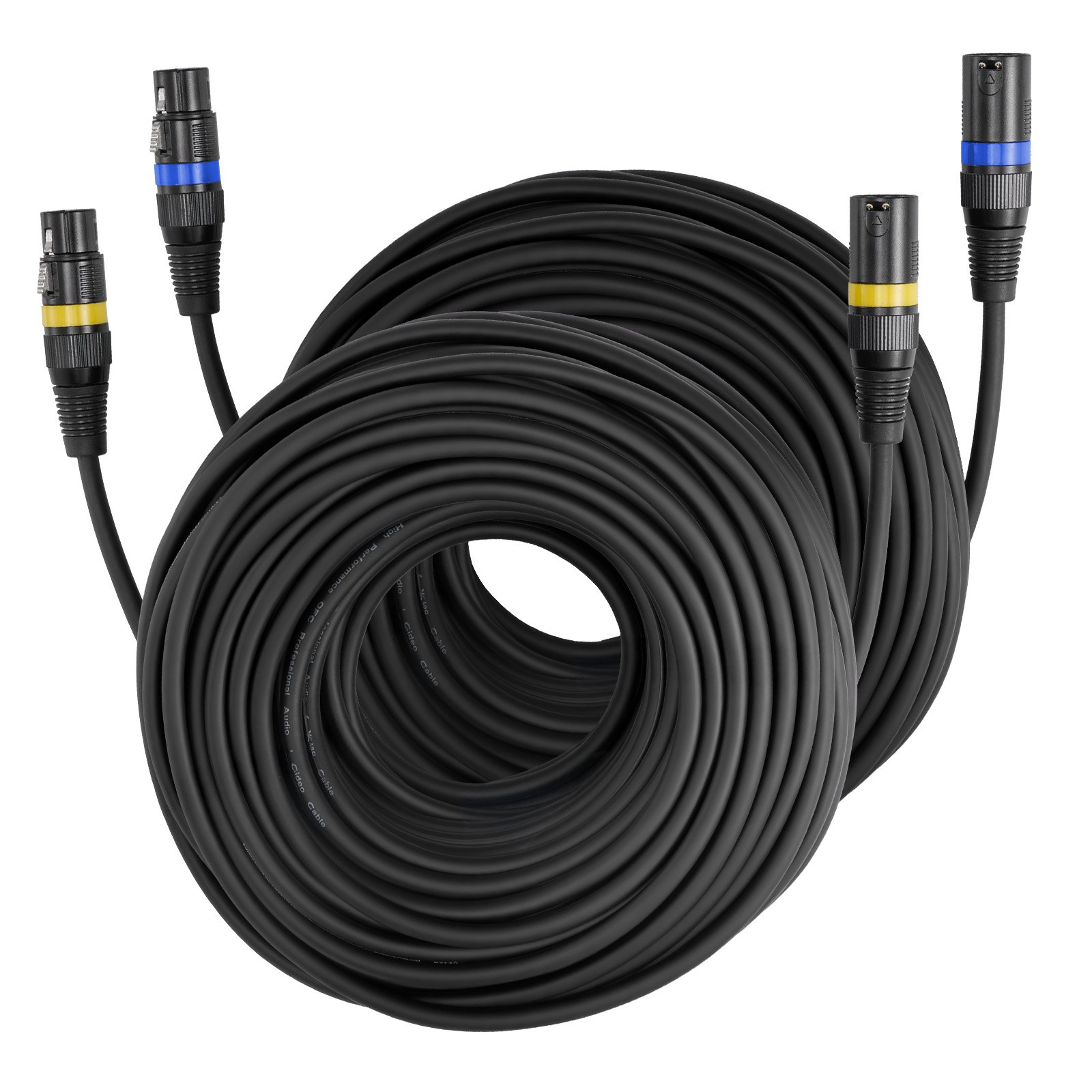 VEVOR XLR Cable 30.48 m, 2 Pack, Shielded Balanced DMX Male to Female Microphone Cables, Gold-Plated 3-Pin XLR Mic Speaker Cord Wire, for Stage Lighting, Microphones, Amplifier, Mixer, Speaker Systems
