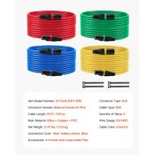VEVOR XLR Cable 25 ft, 4 Pack, Shielded Balanced DMX Male to Female Microphone Cables, Gold-Plated 3-Pin XLR Mic Speaker Cord Wires, for Stage Lighting, Microphones, Amplifier, Mixer, Speaker Systems