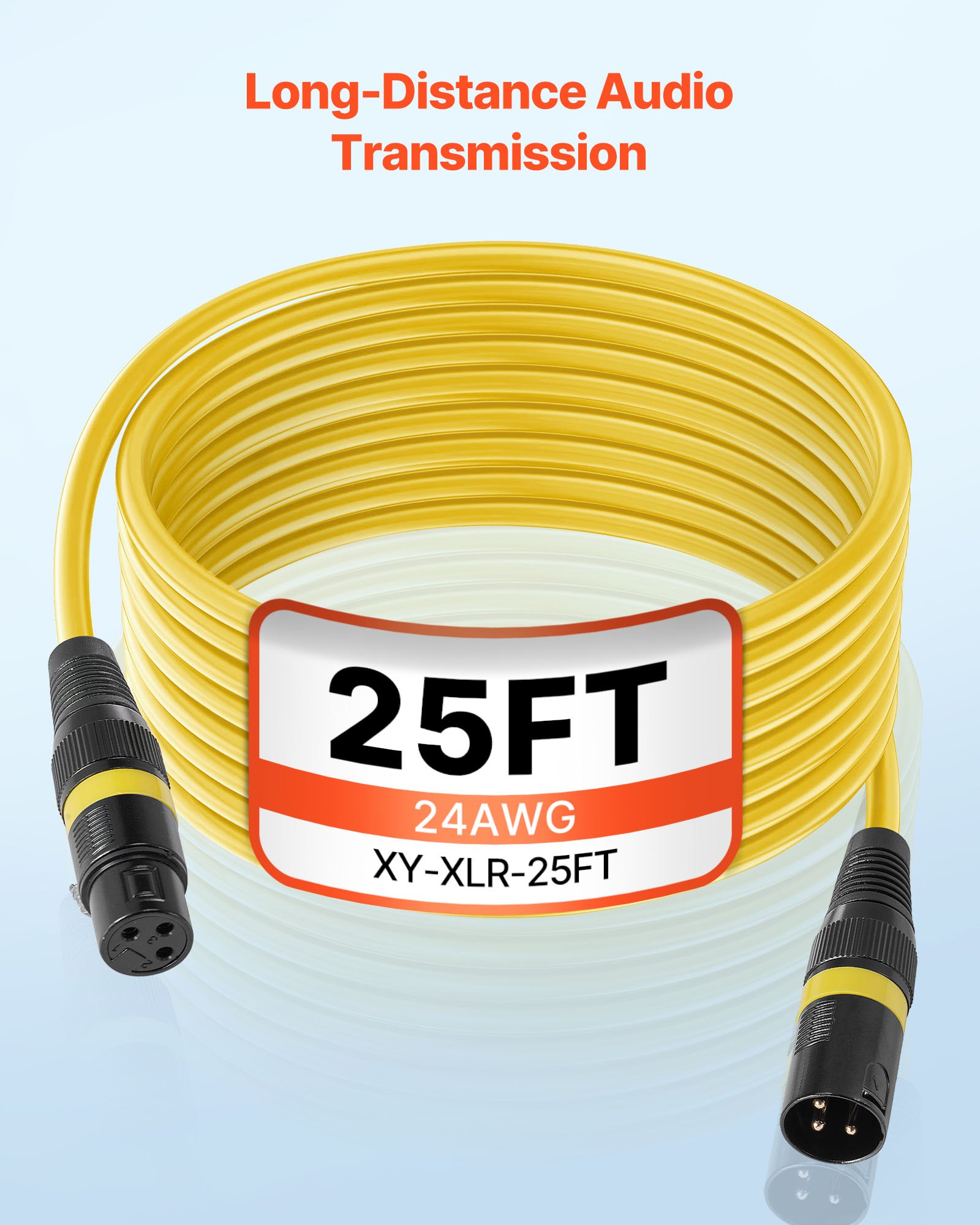 VEVOR XLR Cable 7.62 m, 4 Pack, Shielded Balanced DMX Male to Female Microphone Cables, Gold-Plated 3-Pin XLR Mic Speaker Cord Wires, for Stage Lighting, Microphones, Amplifier, Mixer, Speaker Systems