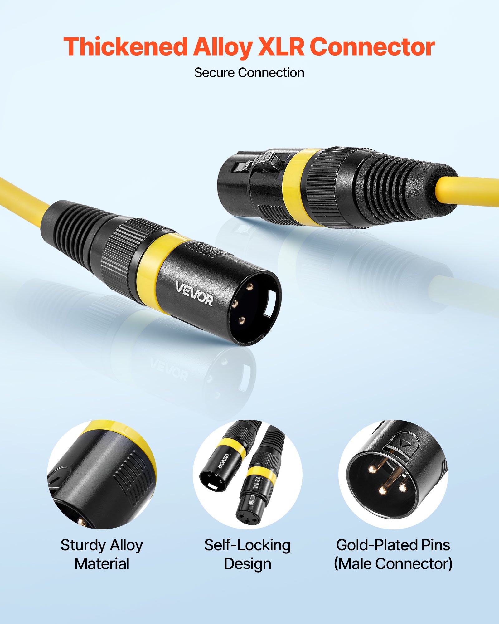 VEVOR XLR Cable 2 m, 10 Pack, Shielded Balanced DMX Male to Female Microphone Cables, Gold-Plated 3-Pin XLR Mic Speaker Cords Wires, for Stage Lighting, Microphones, Amplifier, Mixer, Speaker Systems