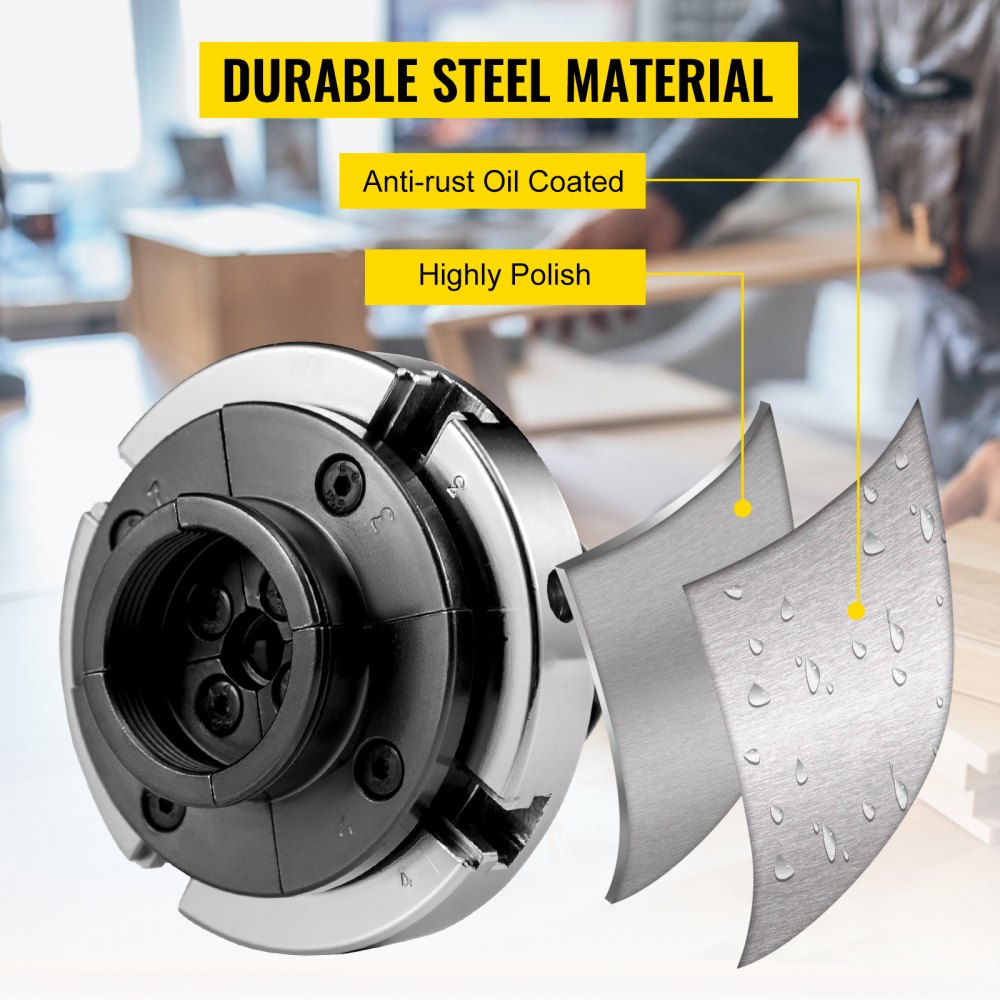 VEVOR Lathe Chuck, 4inch Nova Chuck Self-centering Independent 4 Jaws Mini Wood Bowl Chuck Steel Accessories for Woodworking