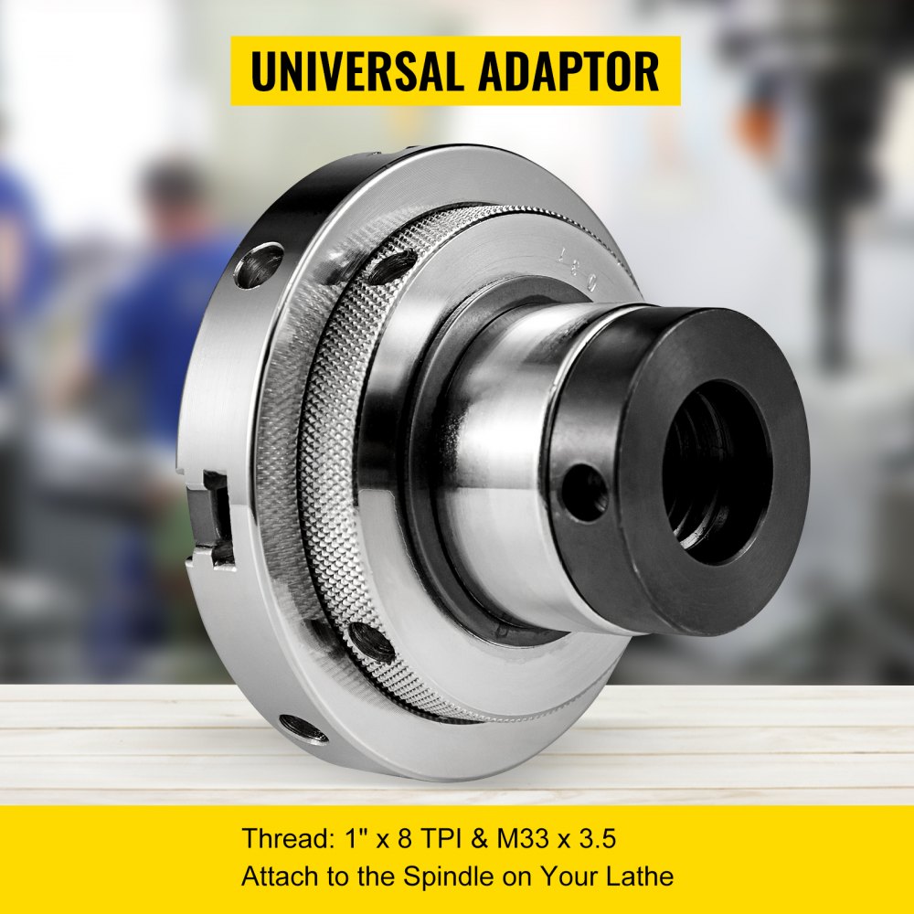 VEVOR Lathe Chuck, 4inch Nova Chuck Self-centering Independent 4 Jaws Mini Wood Bowl Chuck Steel Accessories for Woodworking