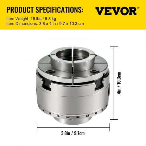 VEVOR Lathe Chuck 4-inch Woodturning Chuck 4 Jaws 1inch x 8TPI Thread Lathe Chucks Set Nova Lathe Chuck Wood Lathe Bowl Chuck with Set of Quality Accessories and A Case for Woodworking