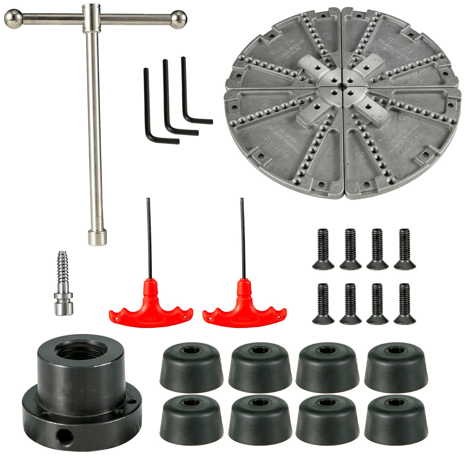 VEVOR Lathe Chuck 4 Jaws Wood Turning Chuck 4 Inch Thread Lathe Chucks Set for General Lathe Grinder Milling Machine Drilling Machine Machine Accessories Woodworking Machinery Accessories