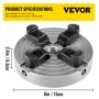 VEVOR Wood Chuck 6-Inch Lathe Chuck 4 Jaws Mini Lathe Chuck Wood Lathe Bowl Chuck with Set of Accessories in Quality Cast Iron for Woodworking Chuck