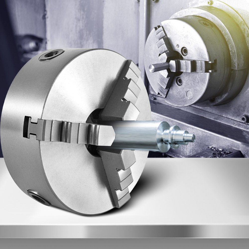 VEVOR K11-100 4" Lathe Chuck, Self-Centering Metal 3-Jaw Chuck, Includes Two Jaw Sets, Suitable for Grinding and Milling Machines