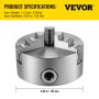 VEVOR K11-125 Lathe Chuck 5", Metal Lathe Chuck Self-centering 3 Jaw, Lathe Chuck With Two Sets Of Jaws, for Grinding Machines Milling Machines