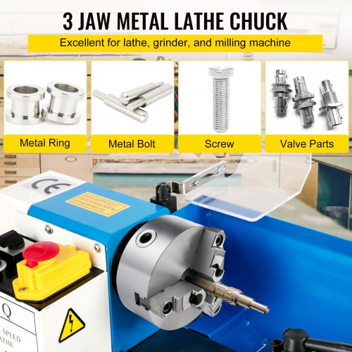 VEVOR Metal Lathe Chuck 6" 3 Jaw Lathe Chuck K11 Self-centering Chuck for Wood Lathe 0.003" TIR Chuck 2-1/4-8 Adapter Semi-Finished Metal Lathe Chuck Turning Machine Accessories for Milling Machines
