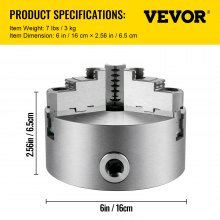 VEVOR Metal Lathe Chuck 6" 3 Jaw Lathe Chuck K11 Self-Centering Chuck for Wood Lathe 0.003" TIR Chuck 2-1/4-8 Adapter Semi-Finished Metal Lathe Chuck Turning Machine Accessories for Milling Machines