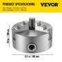 VEVOR K11-160 Lathe Chuck 6", Metal Lathe Chuck Self-centering 3 Jaw, Lathe Chuck With Two Sets Of Jaws, for Grinding Machines Milling Machines