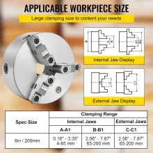 VEVOR Lathe Chuck 8" 3 Jaw Self-Centering Metal Turning CNC w/ Reversible Jaw