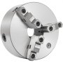 VEVOR lathe chuck with three adjustable jaws and a polished metallic finish.
