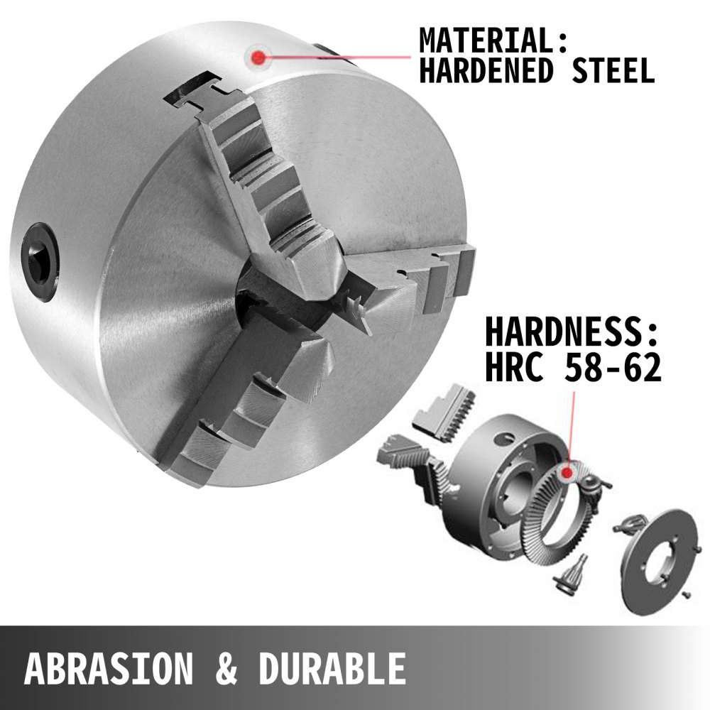 VEVOR K11-250 Lathe Chuck 10" Metal Lathe Chuck Self-centering 3 Jaw Lathe Chuck With 2 Sets Of Jaws for Grinding Milling Machines
